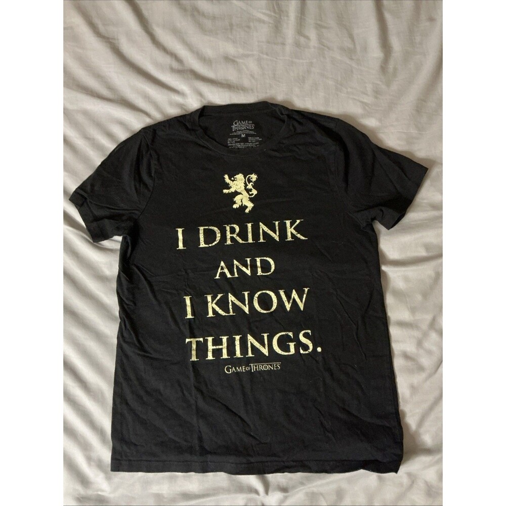 Game Of Thrones T-Shirt Mens Black I Drink And I Know Things Size Medium